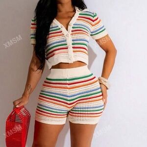 Two piece set multi color crotchet set